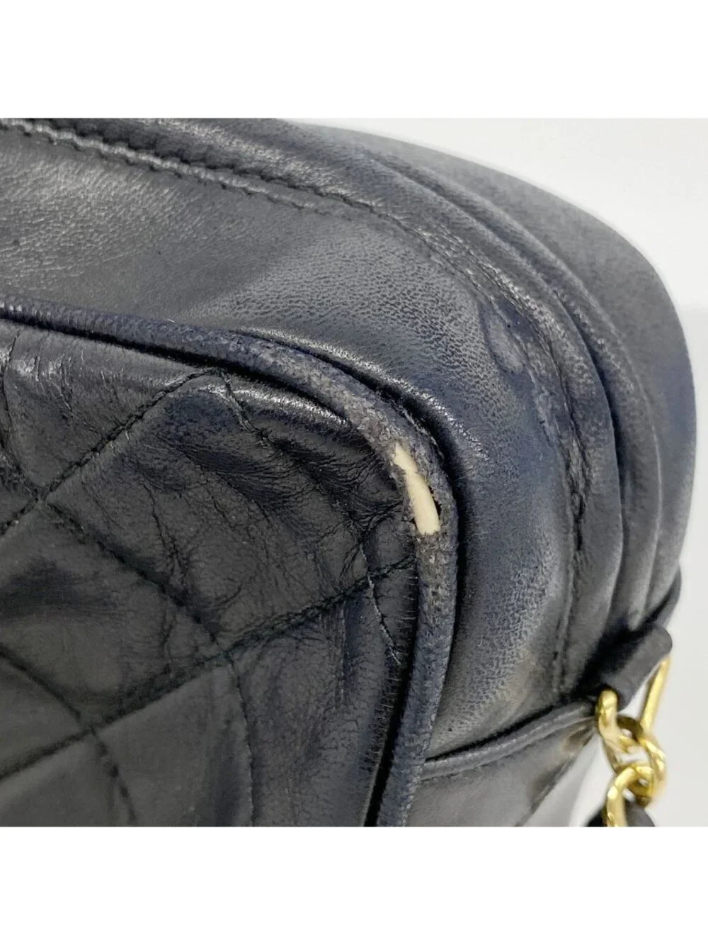 Chanel Shoulder Bag Quilted Lambskin Black Gold